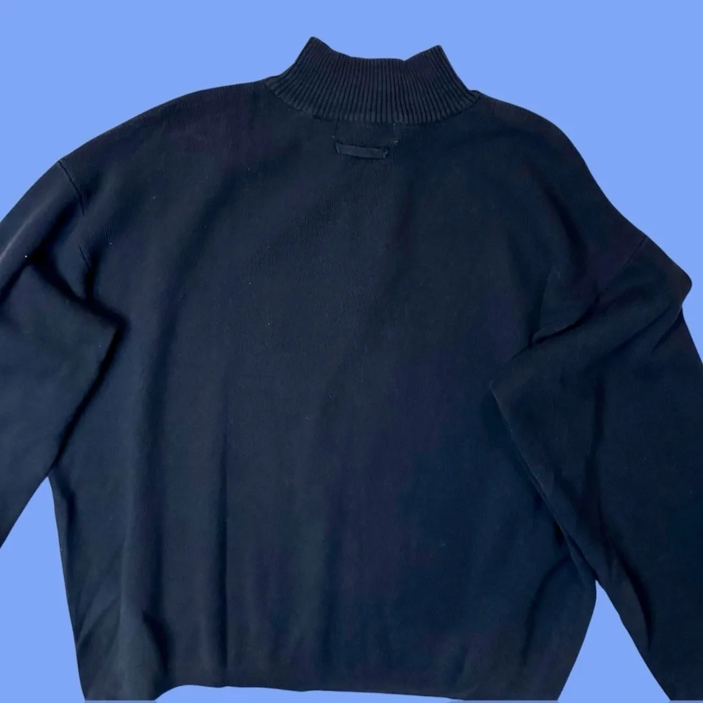 Oscar de la Renta Men's Black Cotton Blend Quarter Zip Collared Sweater Sz XXL